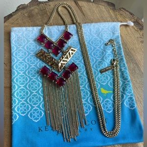 EUC Gold/Raspberry Glass Vintage Faye Necklace